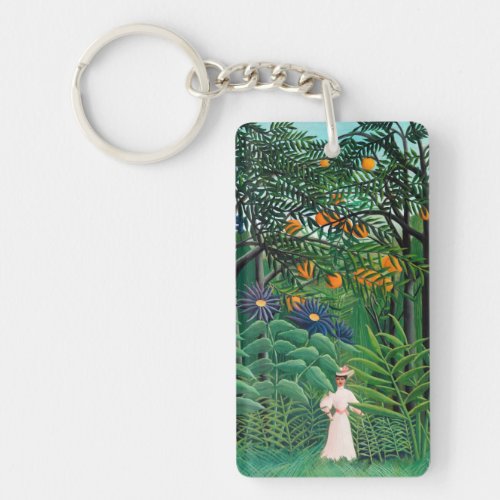 Henri Rousseau _ Woman Walking in an Exotic Forest Keychain