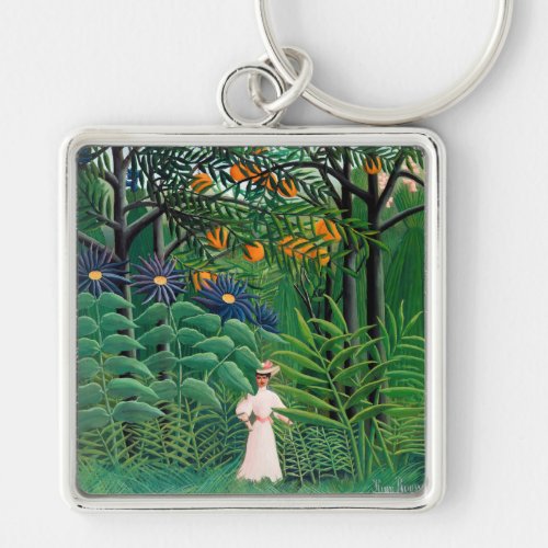 Henri Rousseau _ Woman Walking in an Exotic Forest Keychain