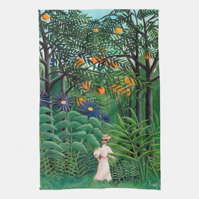 Henri Rousseau - Woman Walking in an Exotic Forest Kitchen Towel (Vertical)