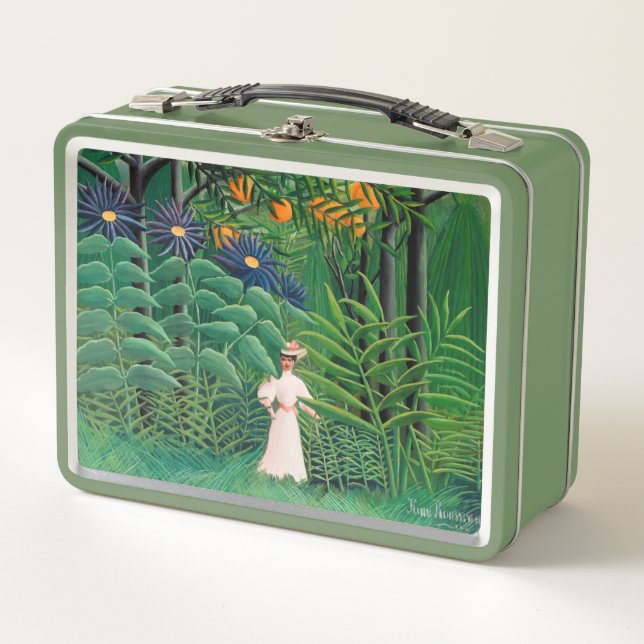 Henri Rousseau - Woman Walking in an Exotic Forest Metal Lunch Box (Front)