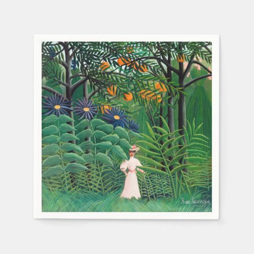 Henri Rousseau _ Woman Walking in an Exotic Forest Napkins