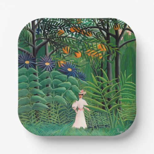 Henri Rousseau _ Woman Walking in an Exotic Forest Paper Plates