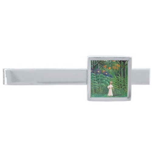 Henri Rousseau _ Woman Walking in an Exotic Forest Silver Finish Tie Bar