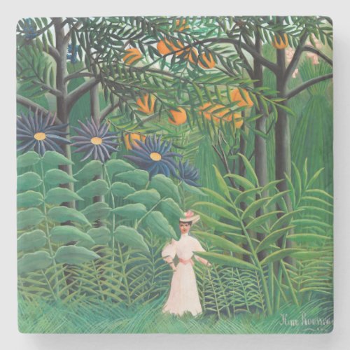 Henri Rousseau _ Woman Walking in an Exotic Forest Stone Coaster