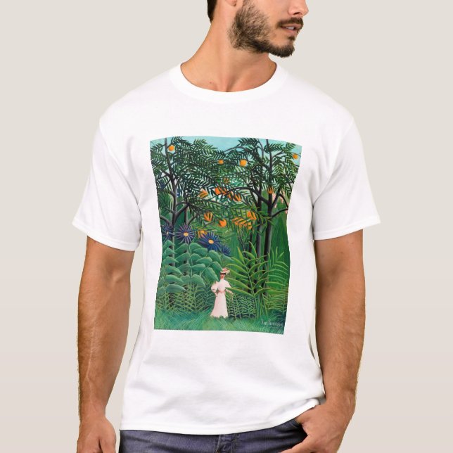 Henri Rousseau - Woman Walking in an Exotic Forest T-Shirt (Front)