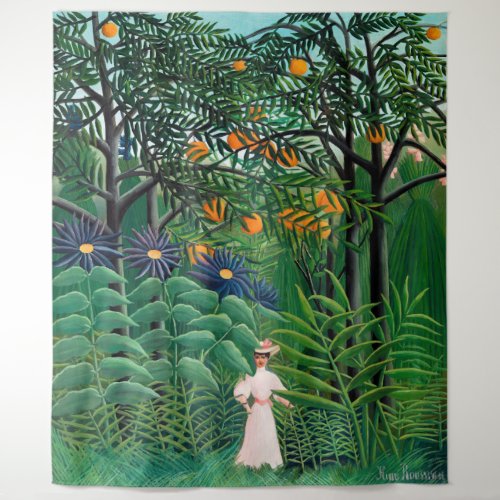 Henri Rousseau _ Woman Walking in an Exotic Forest Tapestry