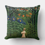 Henri Rousseau - Woman Walking in an Exotic Forest Throw Pillow