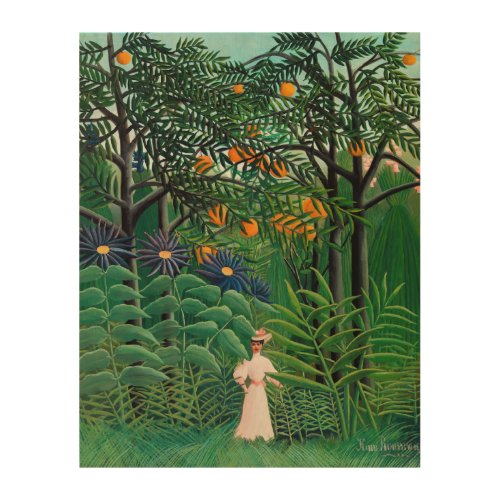 Henri Rousseau _ Woman Walking in an Exotic Forest Wood Wall Art
