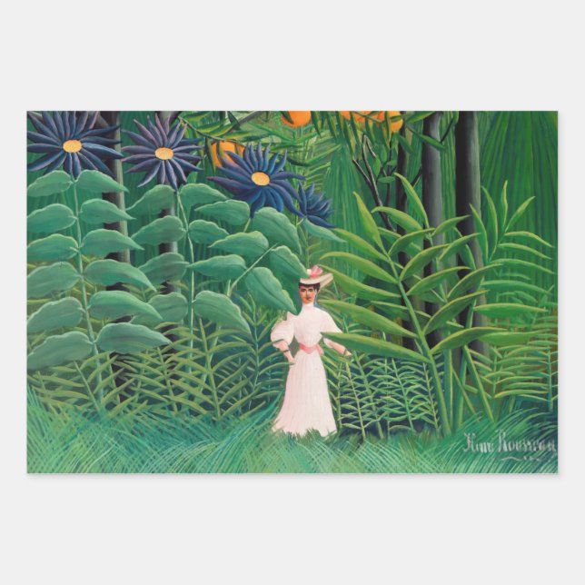 Henri Rousseau - Woman Walking in an Exotic Forest Wrapping Paper Sheets (Front)