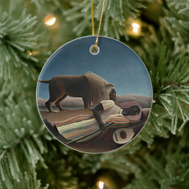 Henri Rousseau's The Sleeping Gypsy Ceramic Ornament (Tree)
