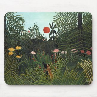 Henri Rousseau's Virgin Forest with Sunset (1910)