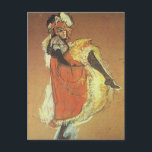 Henri Toulouse Lautrec - Jane Arvil Dancing Postcard<br><div class="desc">Toulouse-Lautrec’s art nouveau Masterpiece “Jane Arvil Dancing”. Henri Toulouse-Lautrec was a French Painter, Printmaker and illustrator. He is best known for his colorful and lively prints and paintings depicting the raucous and decedent nightlife of Paris. He was a very prolific artist creating more than 700 paintings and over 300 prints...</div>