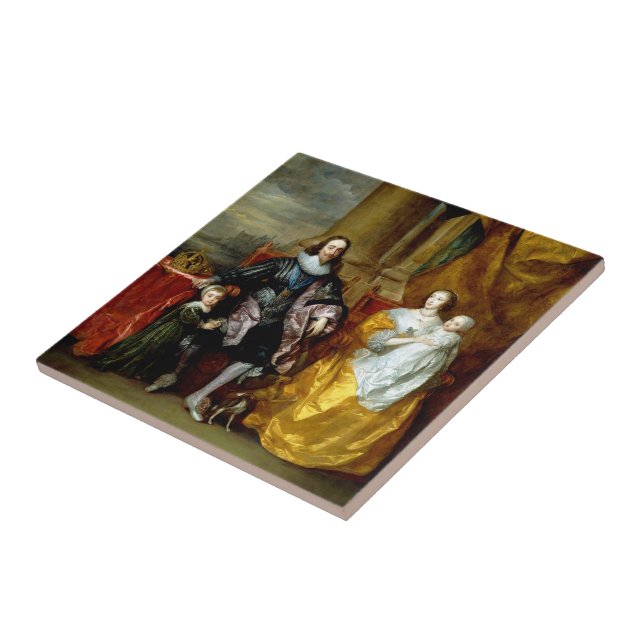 Henrietta Maria and Charles I by Van Dyck Ceramic Tile (Side)