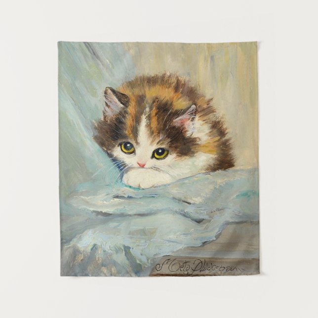 Henriëtte Ronner Knip's Cute Kitten Painting Tapestry (Front)
