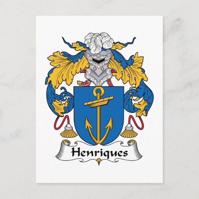 Henriques Family Crest Postcard (Front)