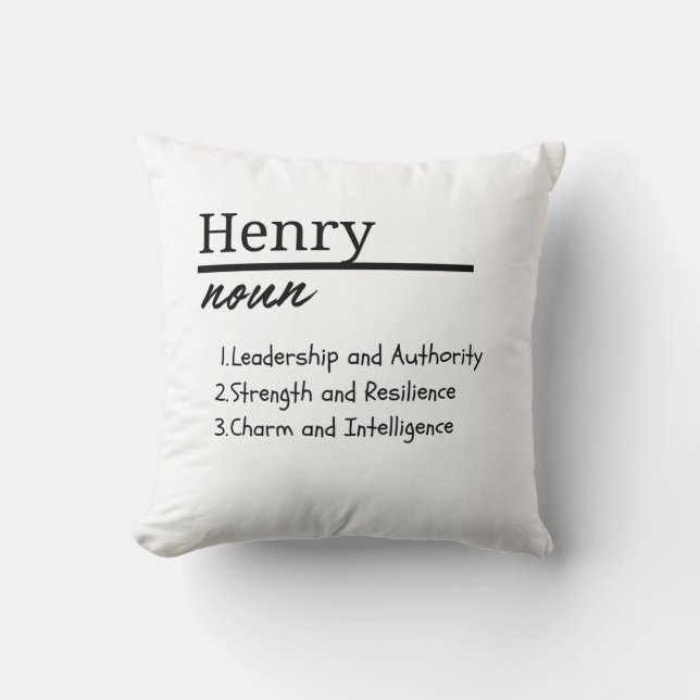 Henry, Boy Personalized Name Definition Throw Pillow (Front)