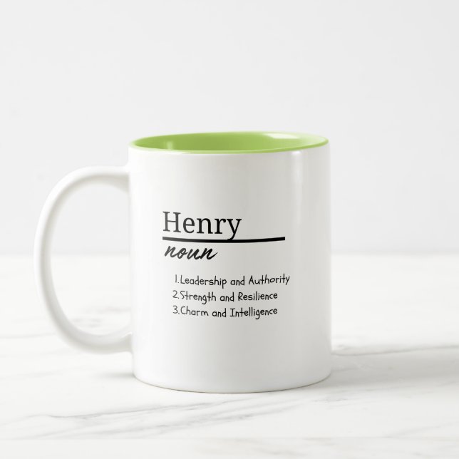 Henry, Boy Personalized Name Definition Two-Tone Coffee Mug (Left)