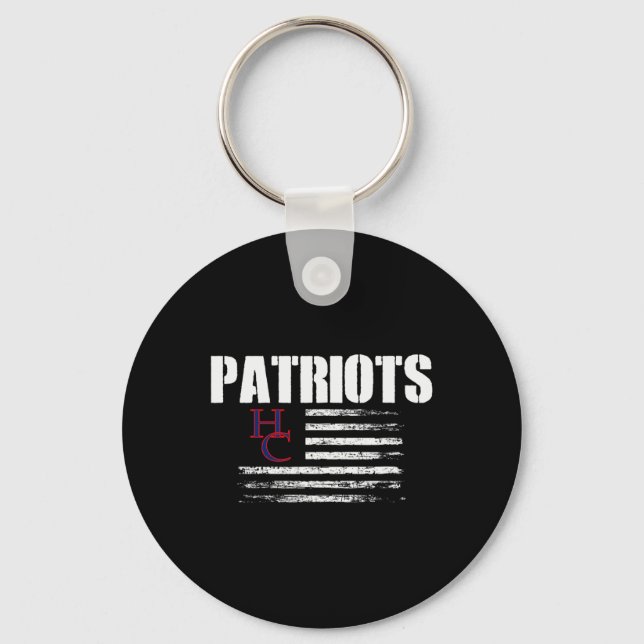 Henry County Patriots Logo Usa Flag Pride Hs  Keychain (Front)