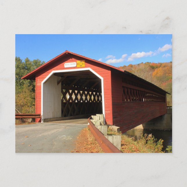 Henry Covered Bridge Bennington Vermont Postcard (Front)