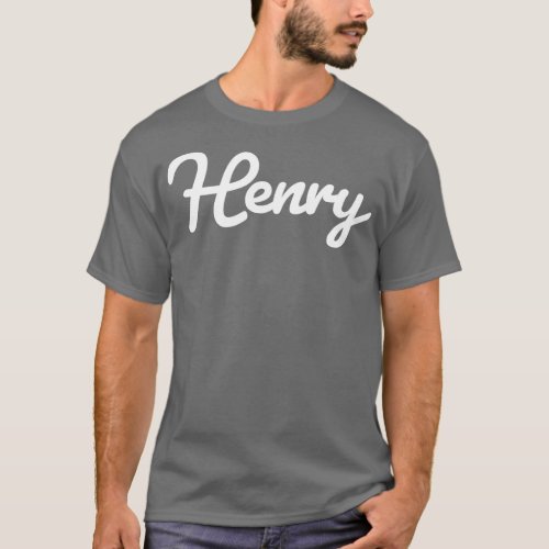 Henry Cursive Script Typography White Text T_Shirt
