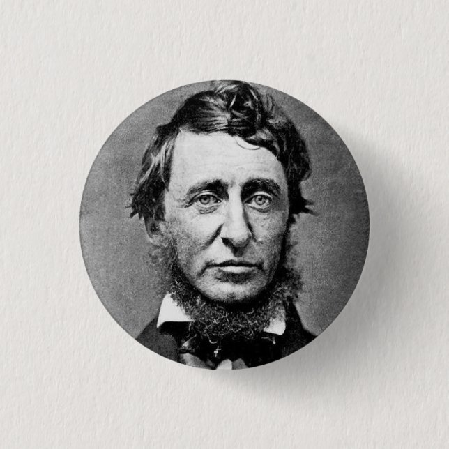 Henry David Thoreau Black & White Portrait Pinback Button (Front)