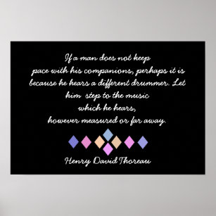 Henry David Thoreau - Different Drummer quote Poster