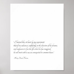 Henry David Thoreau Inspirational Quote Art Poster