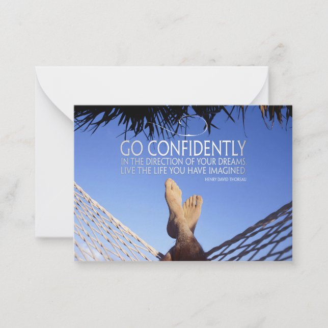 Henry David Thoreau Inspirational Quote Confidence Note Card (Front)