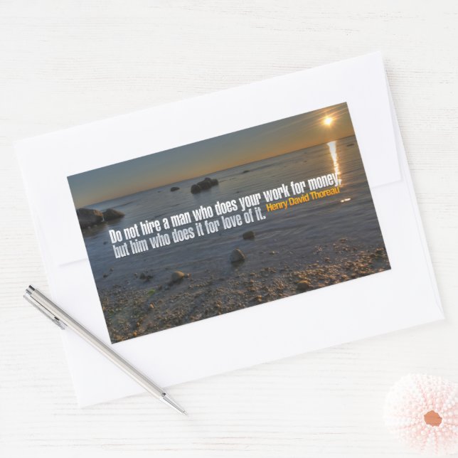 Henry David Thoreau Inspirational Quote "Work" Rectangular Sticker (Envelope)