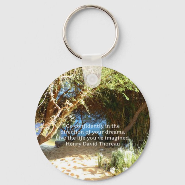 Henry David Thoreau Motivational Dream Quotation Keychain (Front)
