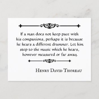 Henry David Thoreau Quote Drummer Postcard by ImpressImages at Zazzle