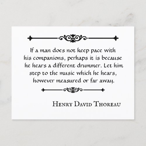 Henry David Thoreau quote Drummer Postcard