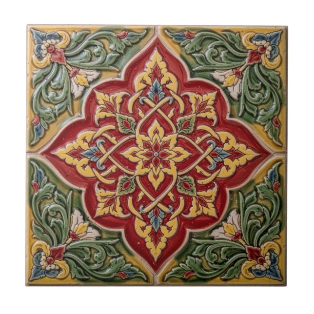 Henry Dearle Persian Floral Pattern Floral Design Ceramic Tile (Front)