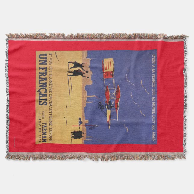 Henry Farman Flies at Issy-les-Moulineaux Throw Blanket (Front)
