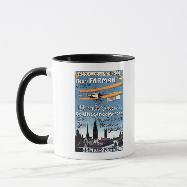 Henry Farman Flies the Flying Man Promo Poster Mug (Left)