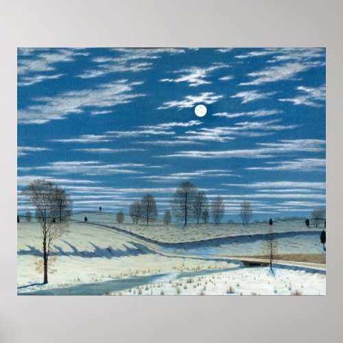 Henry Farrer Winter Scene in Moonlight Poster