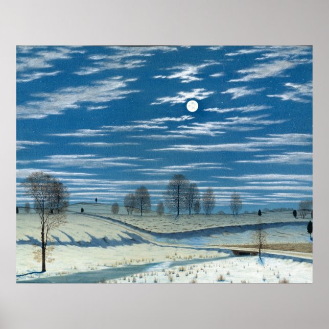 Henry Farrer Winter Scene in Moonlight Poster (Front)