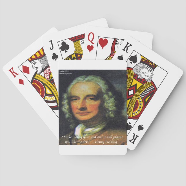 Henry Fielding "If Money's Your God" Quote Poker Cards (Back)