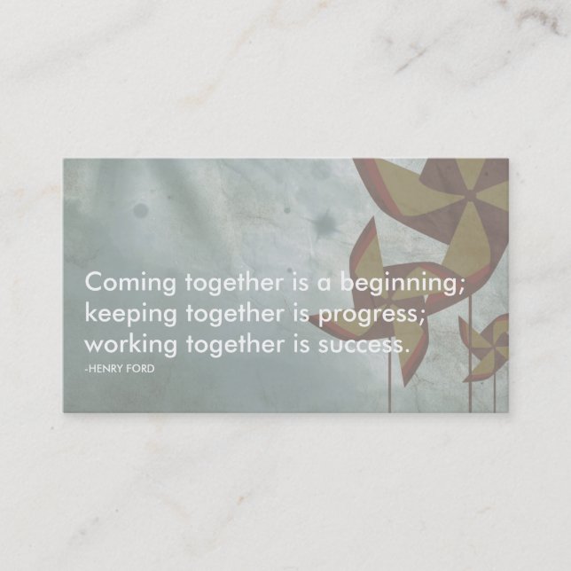 henry ford success quote business card (Front)