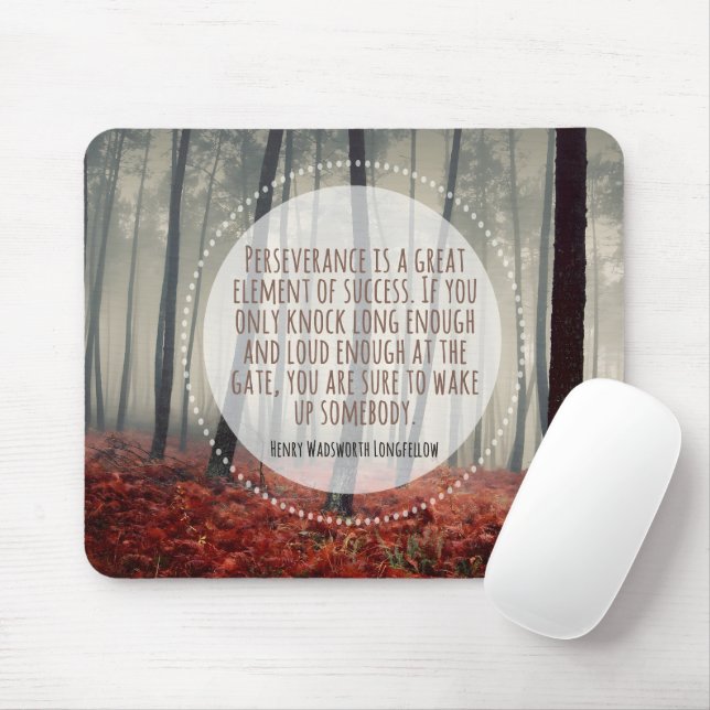 Henry Longfellow Inspirational Quote Perseverance Mouse Pad (With Mouse)