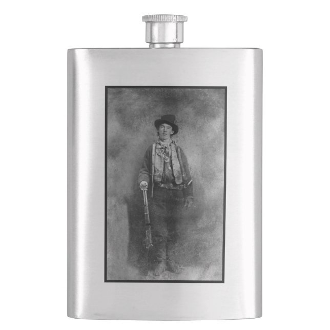 Henry McCarty, Billy the Outlaw Kid of Old West Flask (Front)