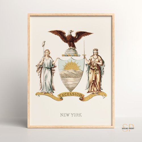 Henry Mitchells New York State Coat of Arms Rare Poster