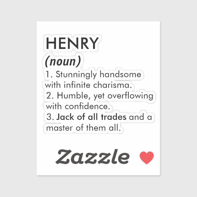 Henry name, Editable name, Custom name Sticker (Sheet)