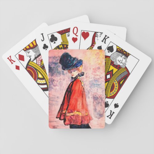 Henry Somm  Elegant In Red Cape    Playing Cards