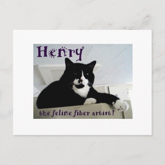 Henry the Feline Fiber Artist Post Card (Front)