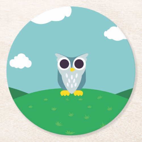 Henry the Owl Round Paper Coaster