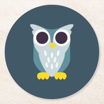 Henry The Owl Round Paper Coaster by peekaboobarn at Zazzle