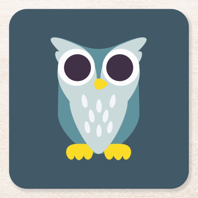 Henry the Owl Square Paper Coaster (Front)