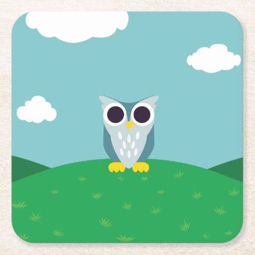 Henry the Owl Square Paper Coaster
