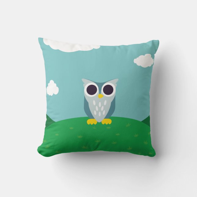 Henry the Owl Throw Pillow (Front)